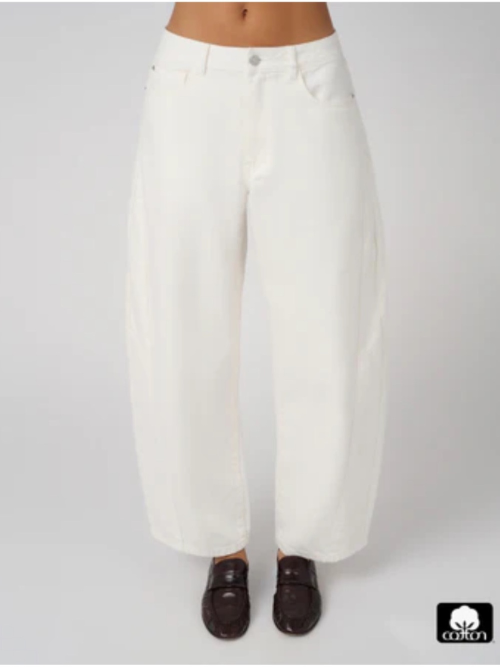 Maeve Anthropologie Off White Jeans Denim Barrel leg Mid Rise Cotton Sz 12 - Picture 1 of 16